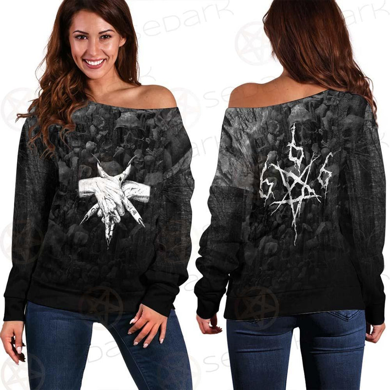 Satan 666 Black SED-0456 Off Shoulder Sweaters