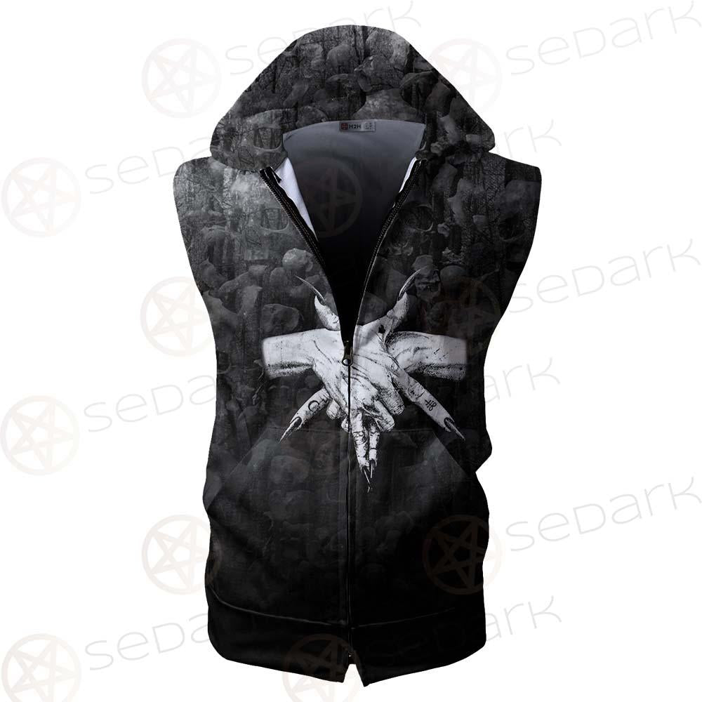 Satan 666 Black SED-0456 Zip Sleeveless Hoodie