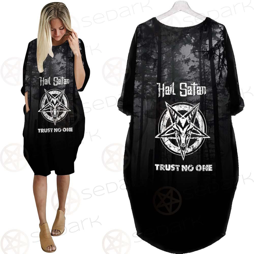 Hail Satan Trust No One SED-0457 Batwing Pocket Dress