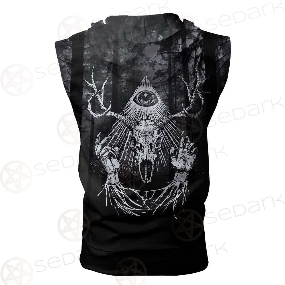 Hail Satan Trust No One SED-0457 Zip Sleeveless Hoodie