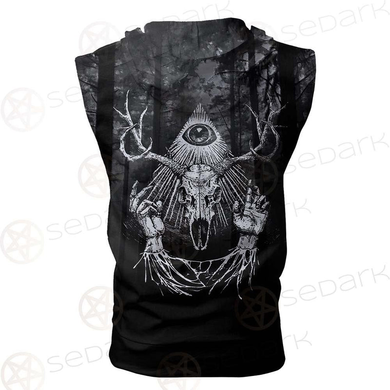 Hail Satan Trust No One SED-0457 Zip Sleeveless Hoodie