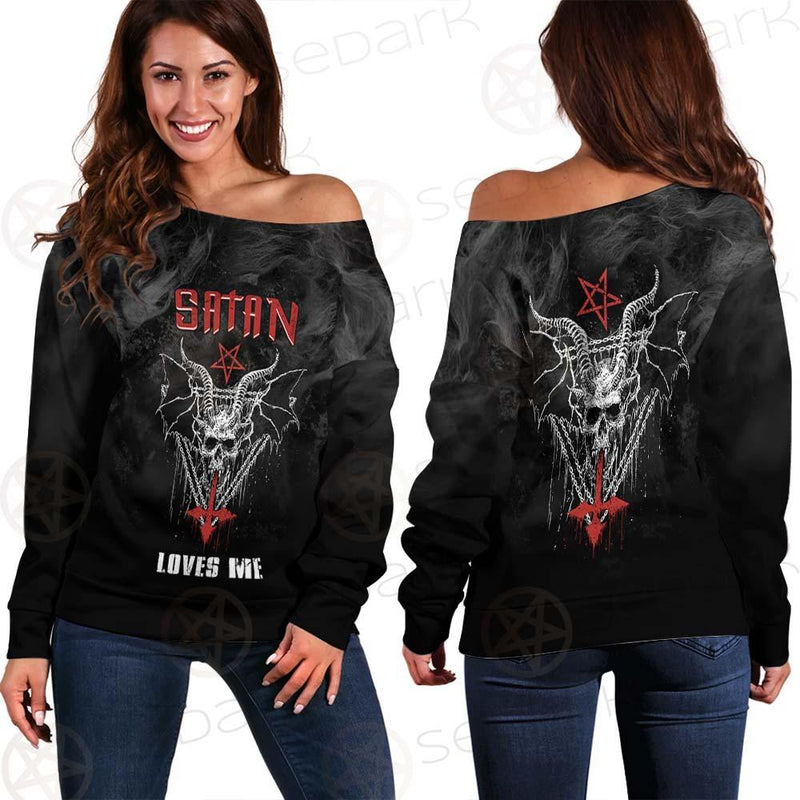Satan Loves Me SED-0462 Off Shoulder Sweaters