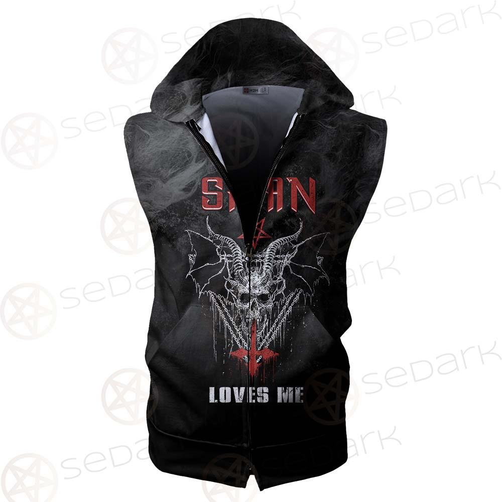 Satan Loves Me SED-0462 Zip Sleeveless Hoodie