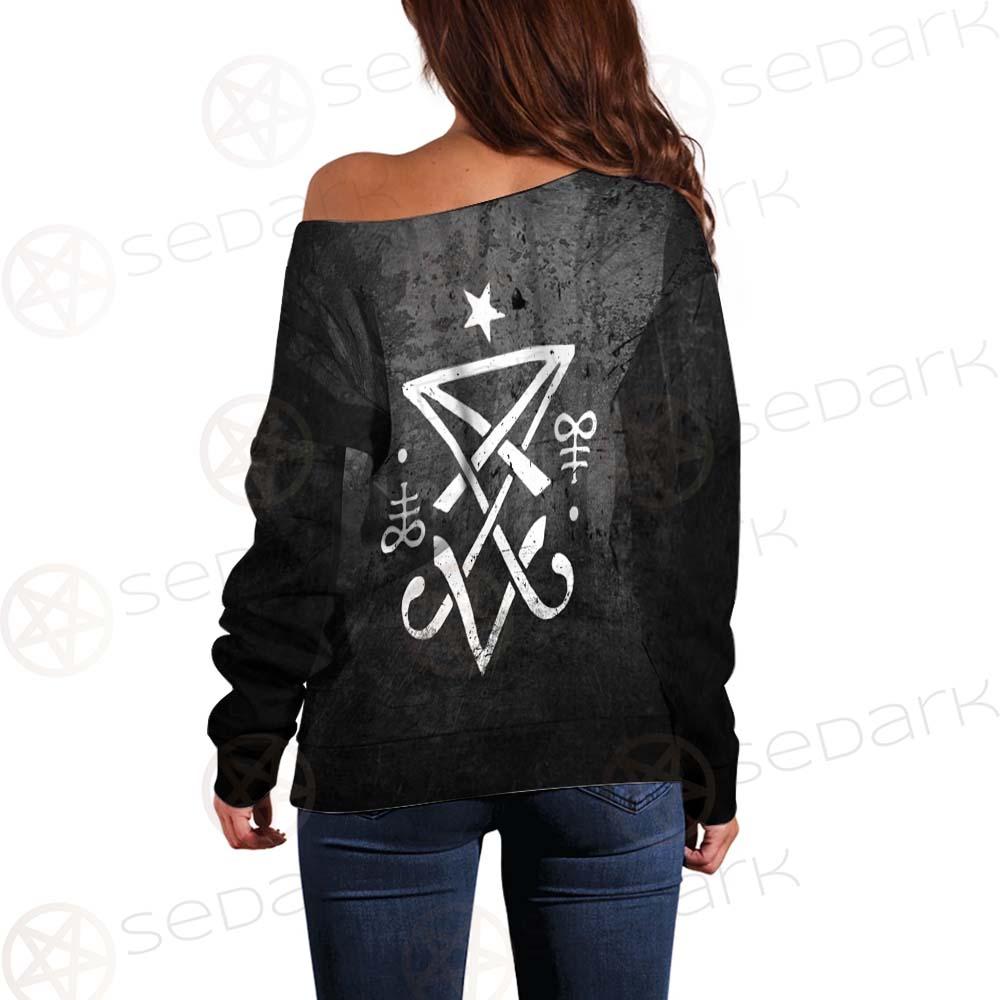 Sigil Of Satan Symbol SED-0470 Off Shoulder Sweaters