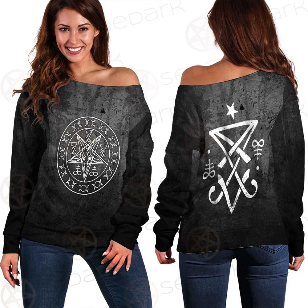 Sigil Of Satan Symbol SED-0470 Off Shoulder Sweaters