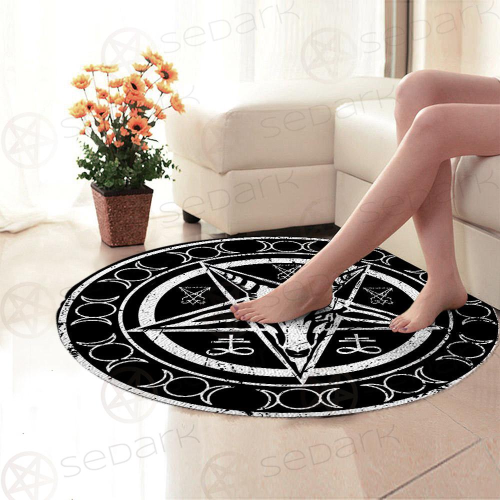 Sigil Of Baphomet Triple Moon SED-0471 Round Carpet