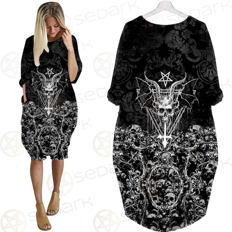 Skull Sigil Of Baphomet SED-0480 Batwing Pocket Dress