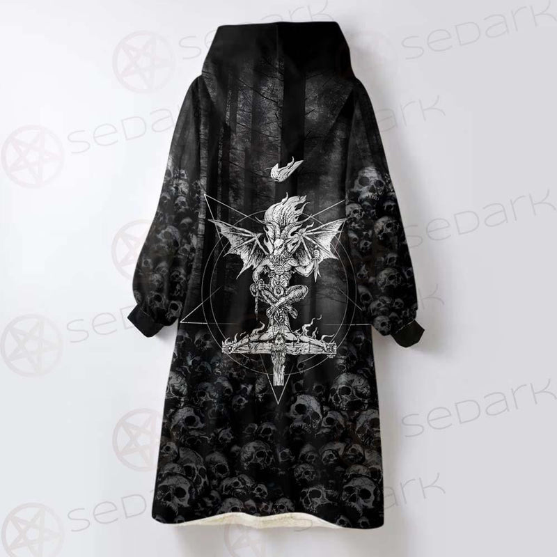 Skull Satan Cross Inverted SED-0491 Oversized Sherpa Blanket Hoodie