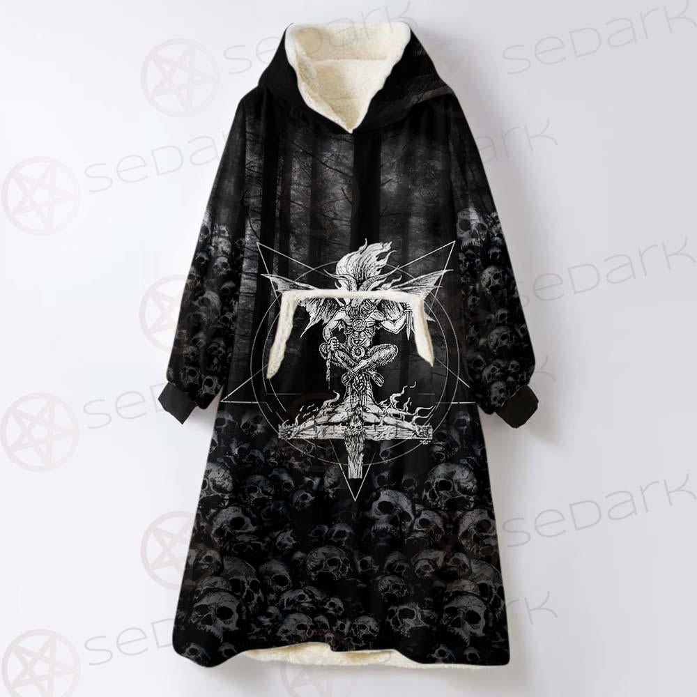 Skull Satan Cross Inverted SED-0491 Oversized Sherpa Blanket Hoodie