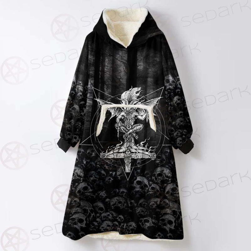 Skull Satan Cross Inverted SED-0491 Oversized Sherpa Blanket Hoodie
