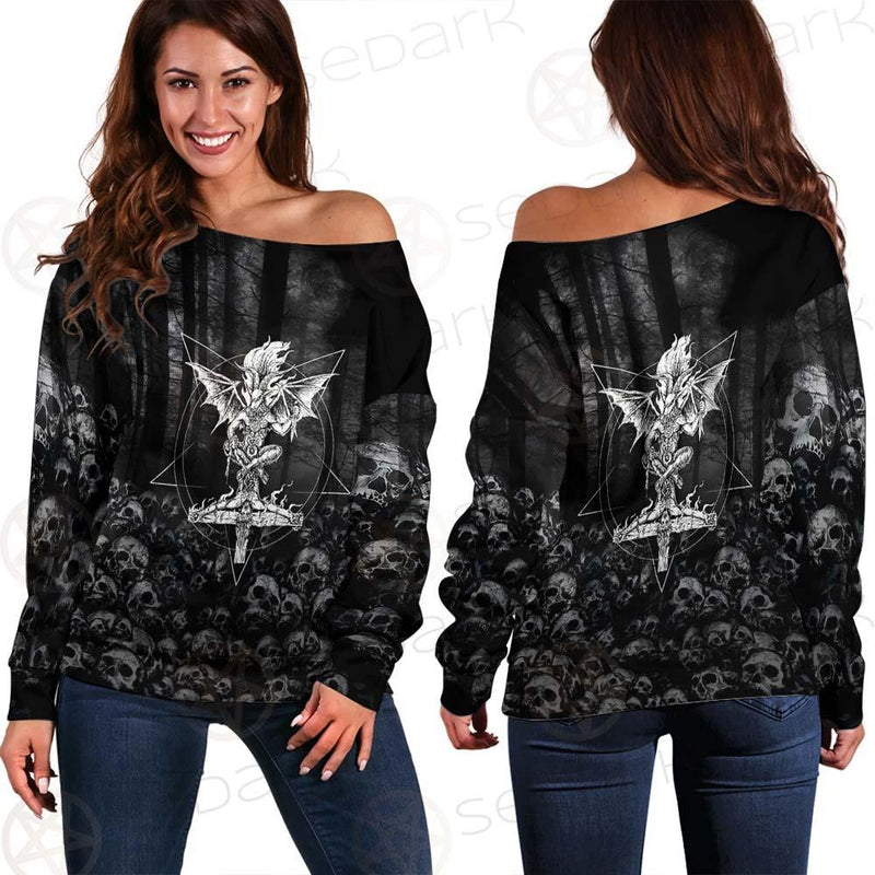 Skull Satan Cross Inverted SED-0491 Off Shoulder Sweaters