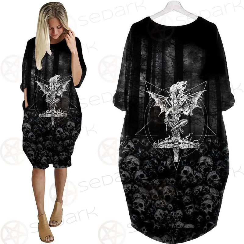Skull Satan Cross Inverted SED-0491 Batwing Pocket Dress