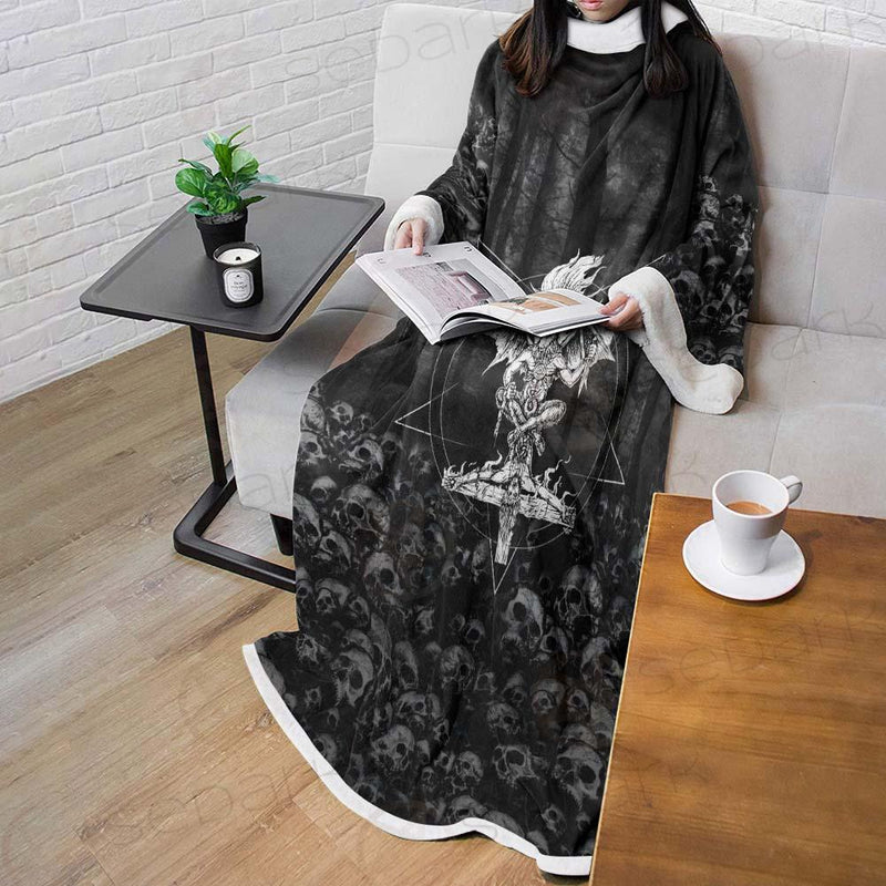 Skull Satan Cross Inverted SED-0491 Sleeved Blanket