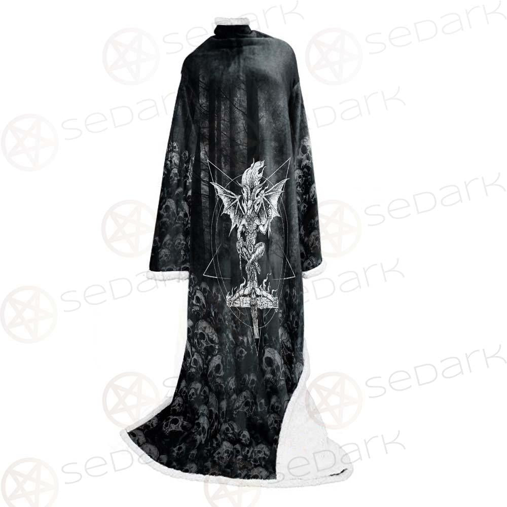 Skull Satan Cross Inverted SED-0491 Sleeved Blanket