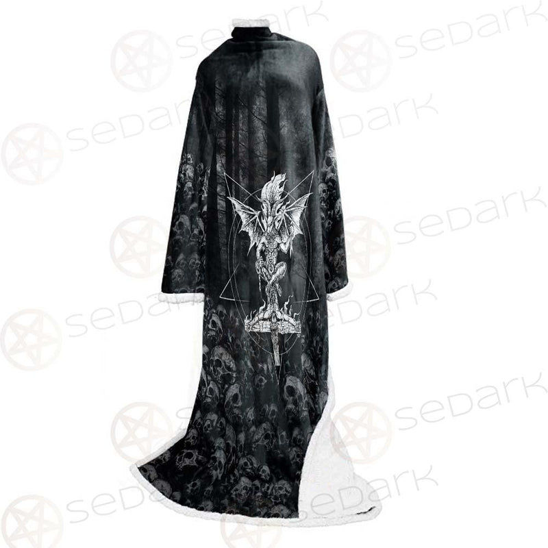 Skull Satan Cross Inverted SED-0491 Sleeved Blanket