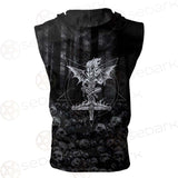 Skull Satan Cross Inverted SED-0491 Zip Sleeveless Hoodie