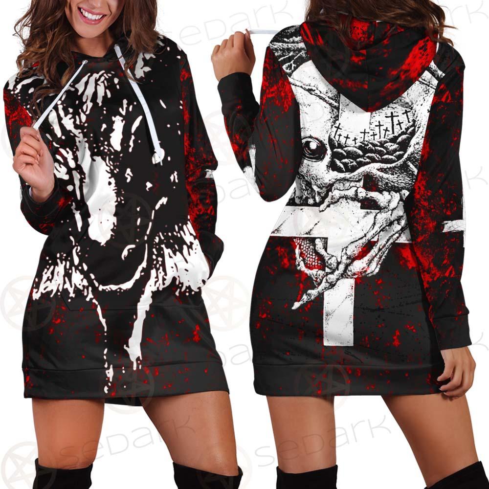 Satan Head Cross Inverted SED-0493 Hoodie Dress