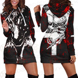 Satan Head Cross Inverted SED-0493 Hoodie Dress