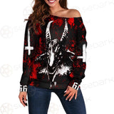 Satan Head Cross Inverted SED-0493 Off Shoulder Sweaters