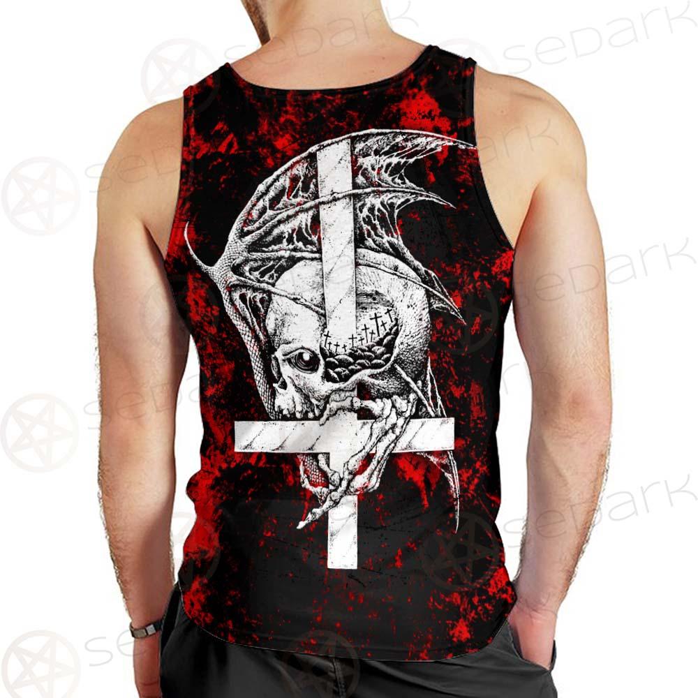 Satan Head Cross Inverted SED-0493 Men Tank-tops