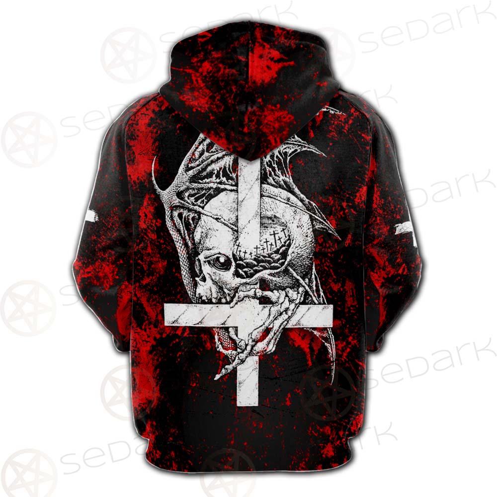 Satan Head Cross Inverted SED-0493 Hoodie & Zip Hoodie Raglan