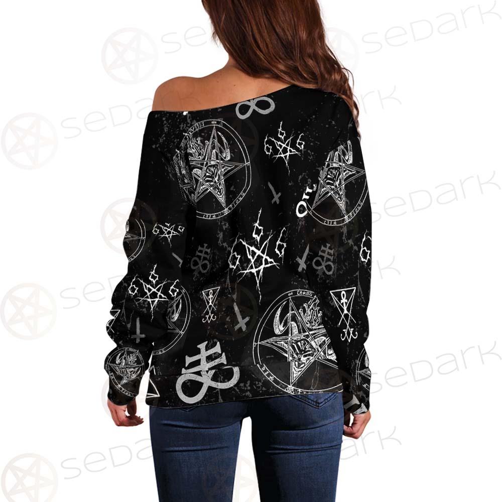 Satan Symbols SED-0497 Off Shoulder Sweaters