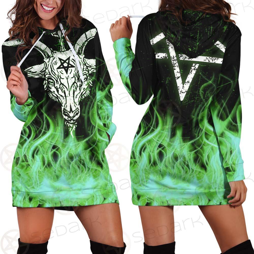 Satan Fire Green SED-0500 Hoodie Dress