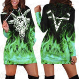 Satan Fire Green SED-0500 Hoodie Dress