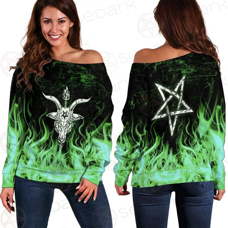 Satan Fire Green SED-0500 Off Shoulder Sweaters