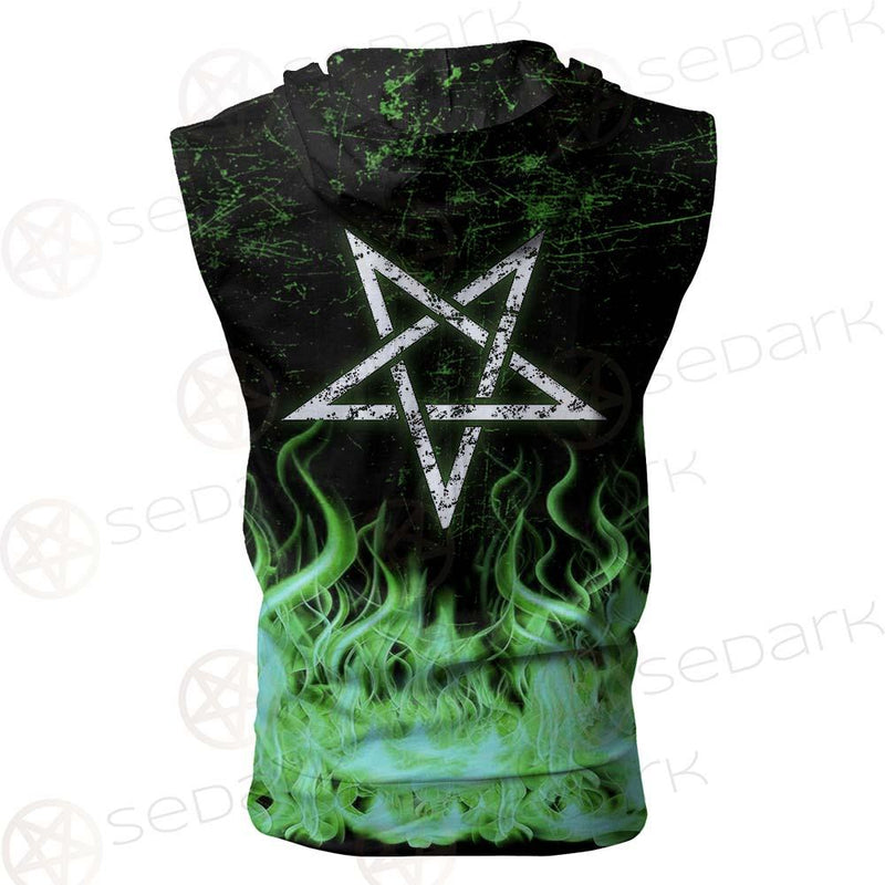 Satan Fire Green SED-0500 Zip Sleeveless Hoodie