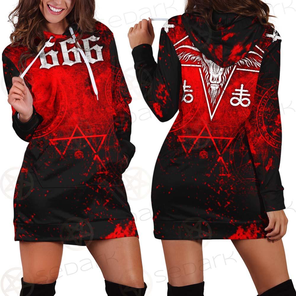 Red Baphomet 666 SED-0501 Hoodie Dress