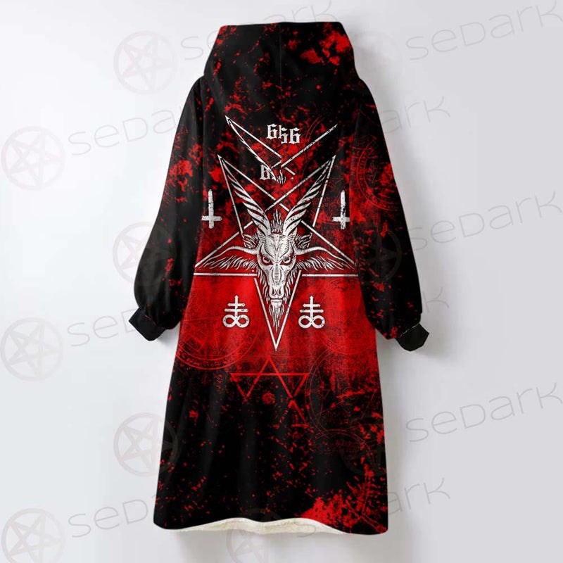 Red Baphomet 666 SED-0501 Oversized Sherpa Blanket Hoodie