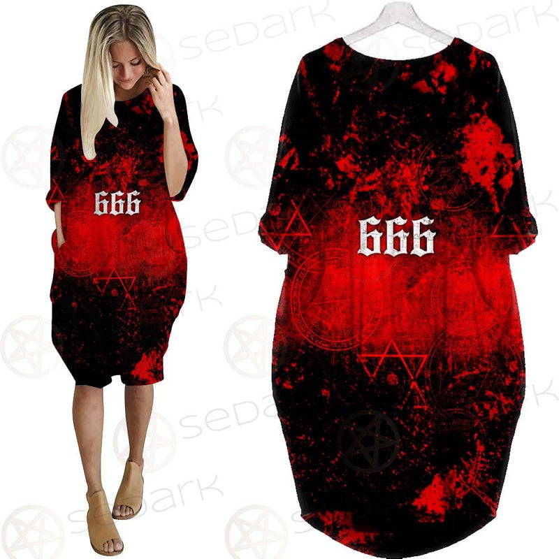 Red Baphomet 666 SED-0501 Batwing Pocket Dress