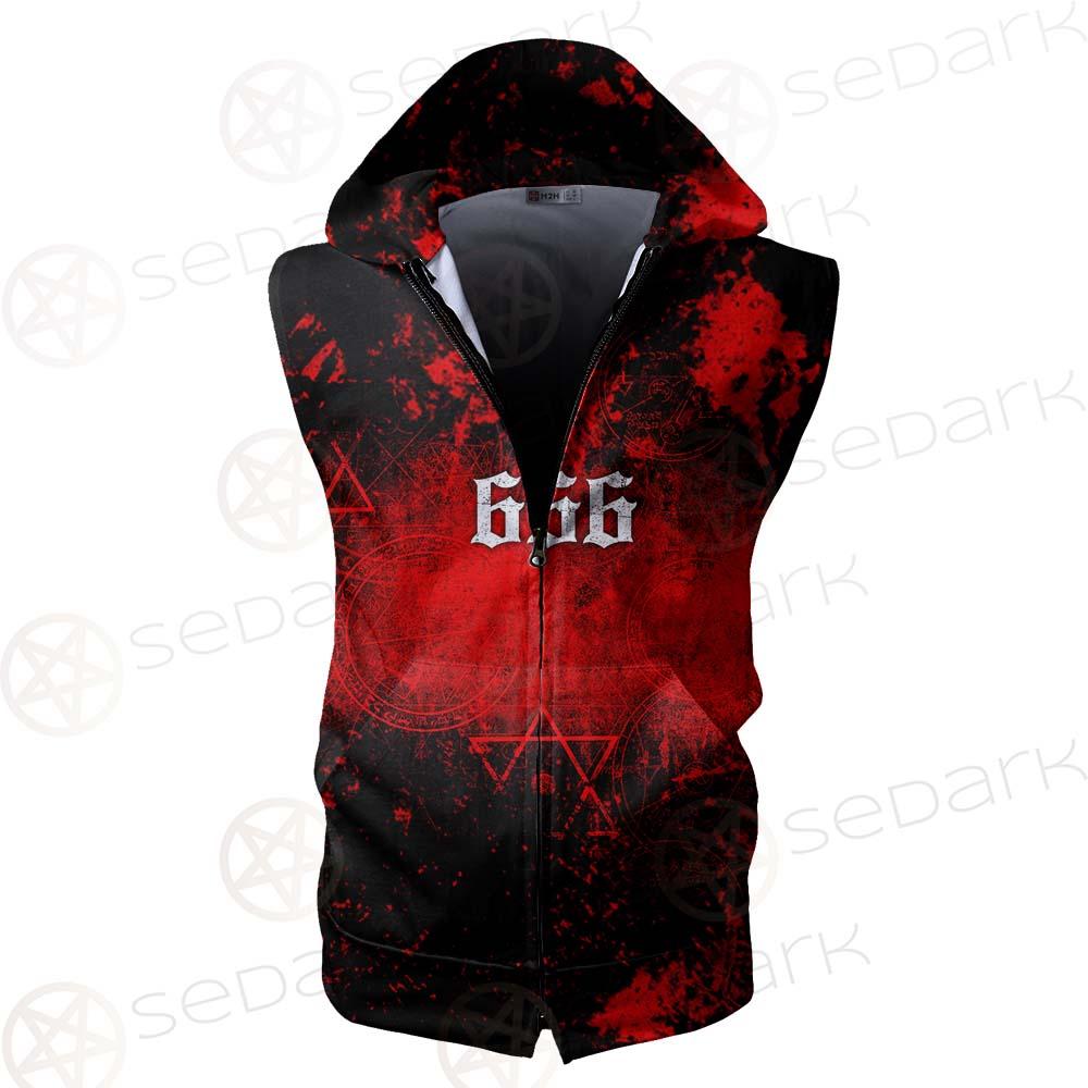 Red Baphomet 666 SED-0501 Zip Sleeveless Hoodie