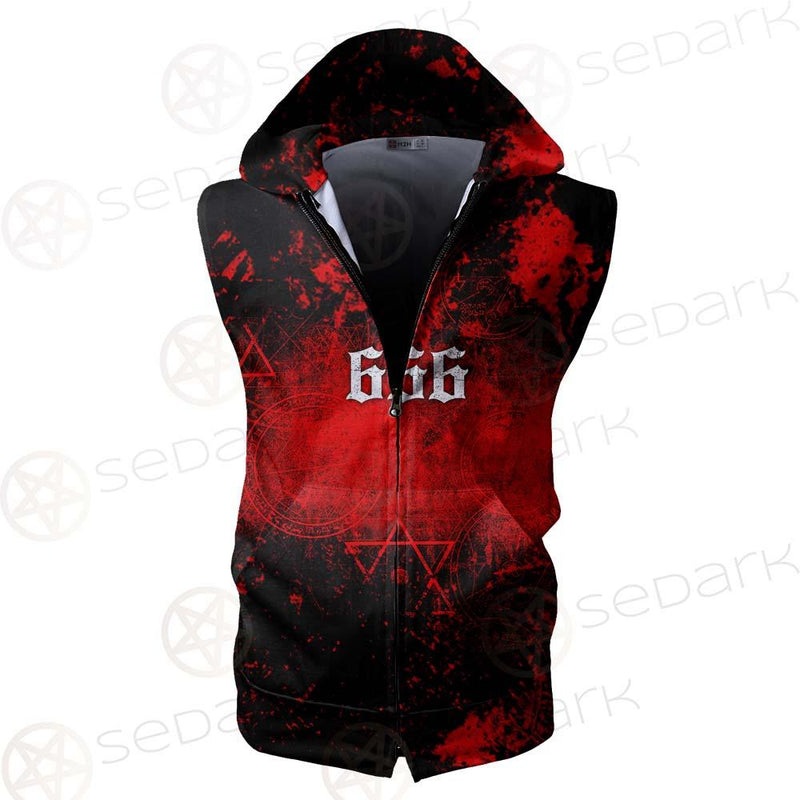 Red Baphomet 666 SED-0501 Zip Sleeveless Hoodie