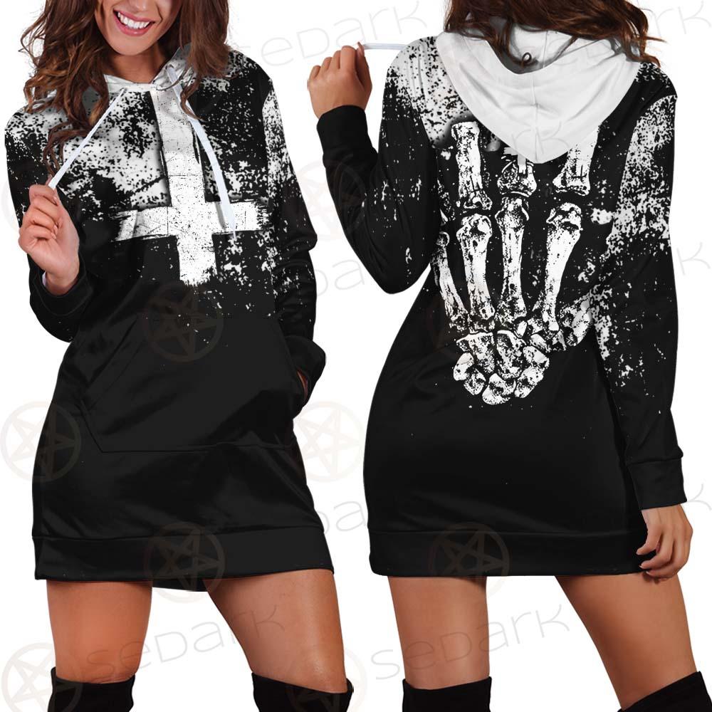 Satan Hand Cross Inverted SED-0502 Hoodie Dress
