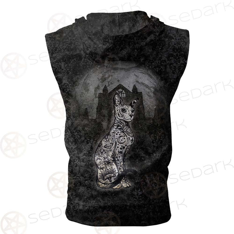 Gothic Cat SED-0504 Zip Sleeveless Hoodie