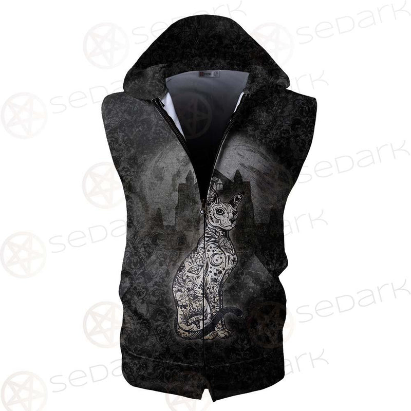 Gothic Cat SED-0504 Zip Sleeveless Hoodie