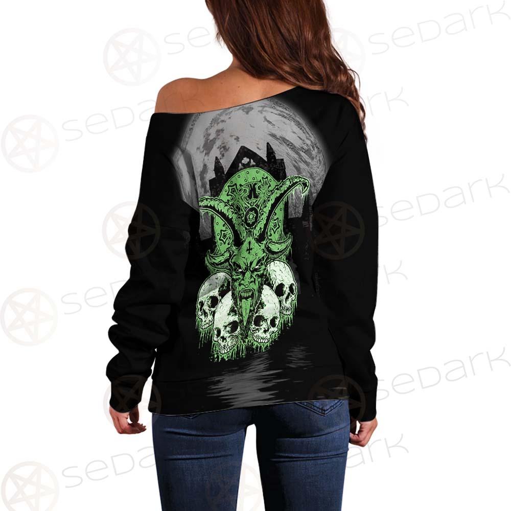 Satan Skull SED-0521 Off Shoulder Sweaters