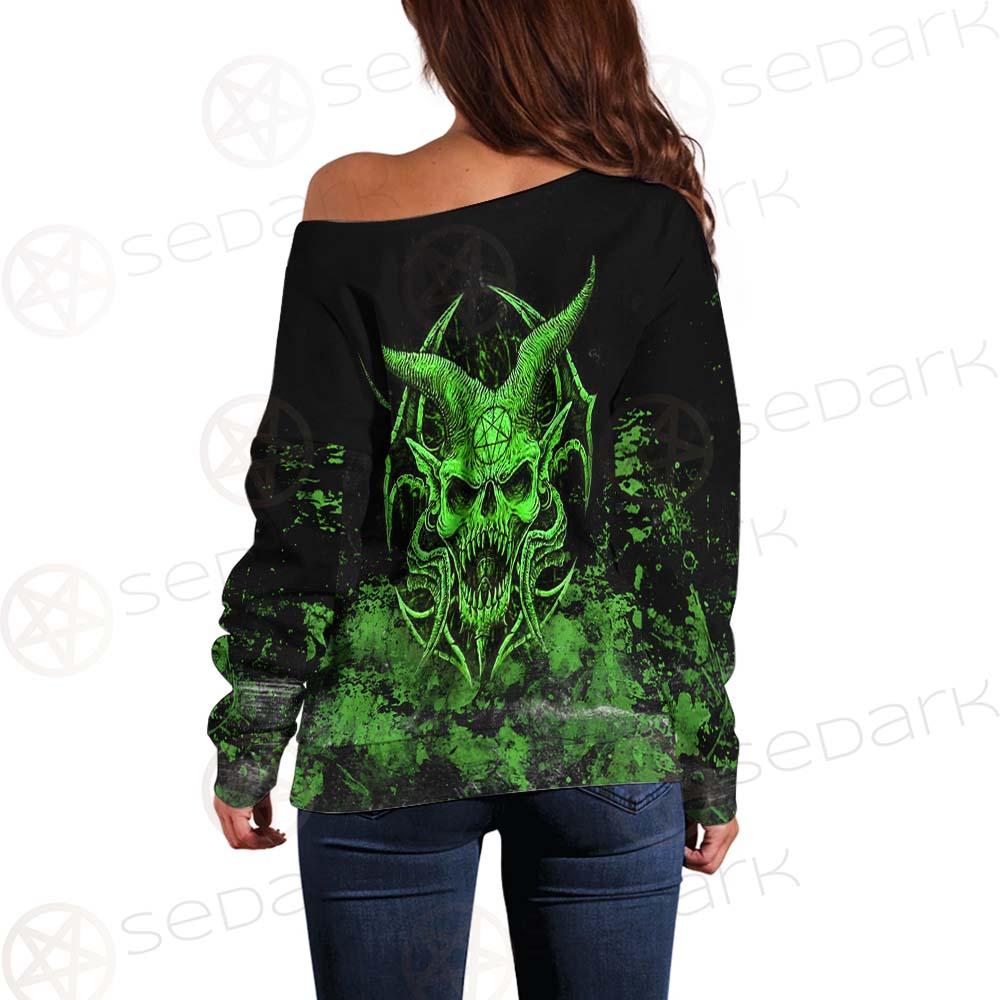 Satan Skull SED-0525 Off Shoulder Sweaters