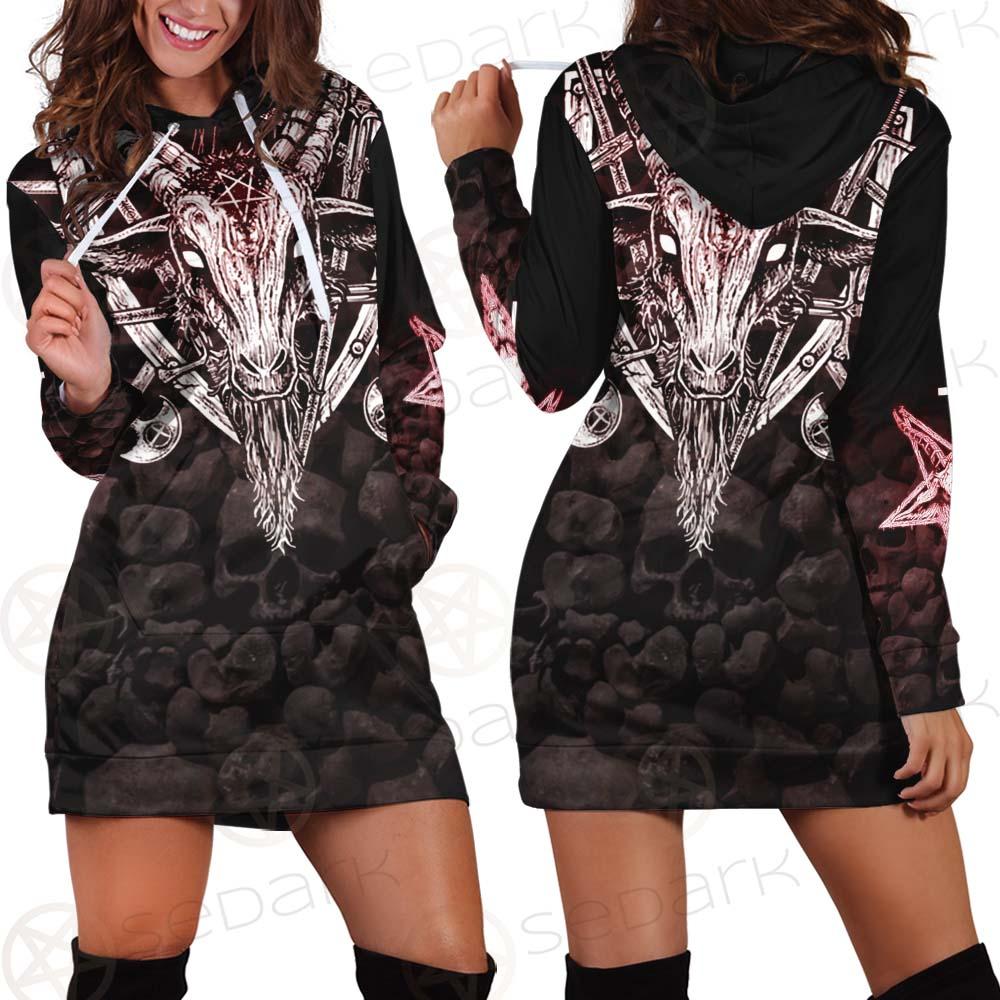 Satan Skull Cross Inverted SED-0528 Hoodie Dress