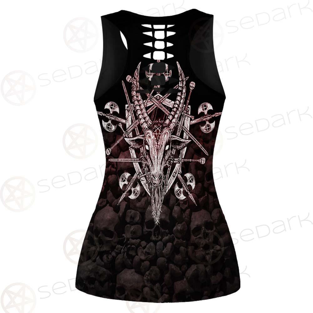 Satan Skull Cross Inverted SED-0528 Women Tank Top