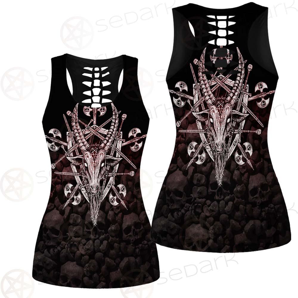 Satan Skull Cross Inverted SED-0528 Women Tank Top