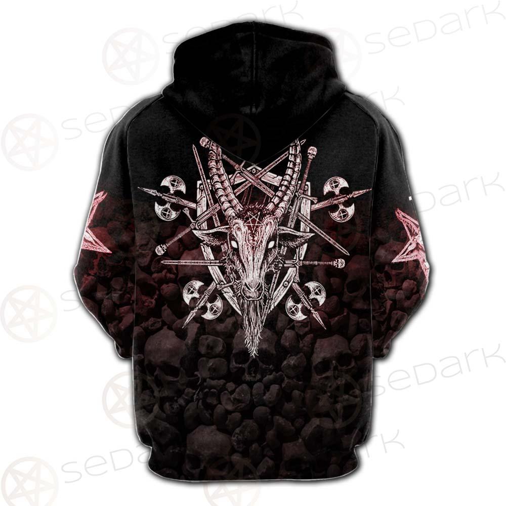Satan Skull Cross Inverted SED-0528 Hoodie & Zip Hoodie Raglan