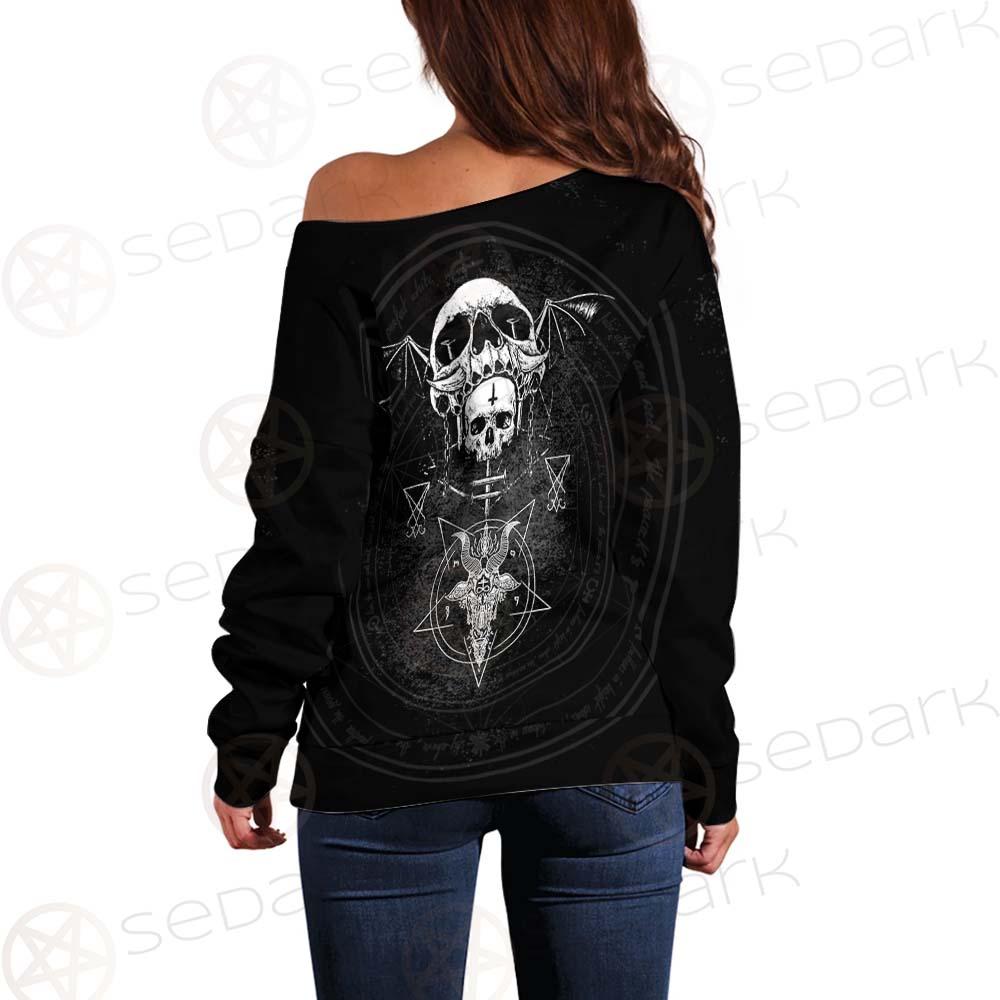 Skull Lucifer Symbol SED-0530 Off Shoulder Sweaters
