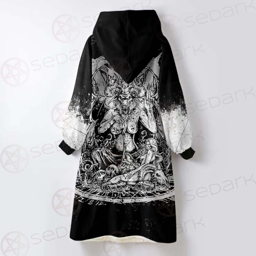 Skull Sigil Of Baphomet SED-0537 Oversized Sherpa Blanket Hoodie