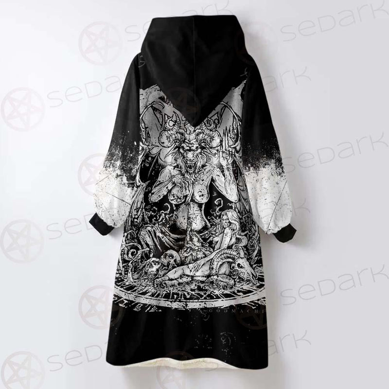 Skull Sigil Of Baphomet SED-0537 Oversized Sherpa Blanket Hoodie