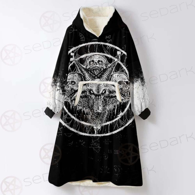 Skull Sigil Of Baphomet SED-0537 Oversized Sherpa Blanket Hoodie