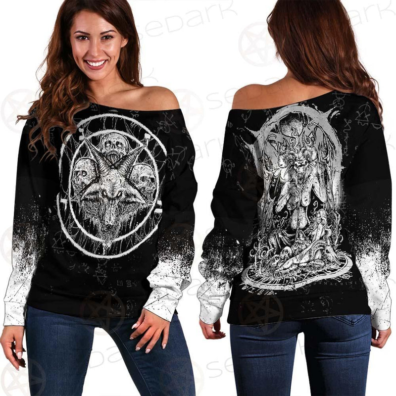 Skull Sigil Of Baphomet SED-0537 Off Shoulder Sweaters