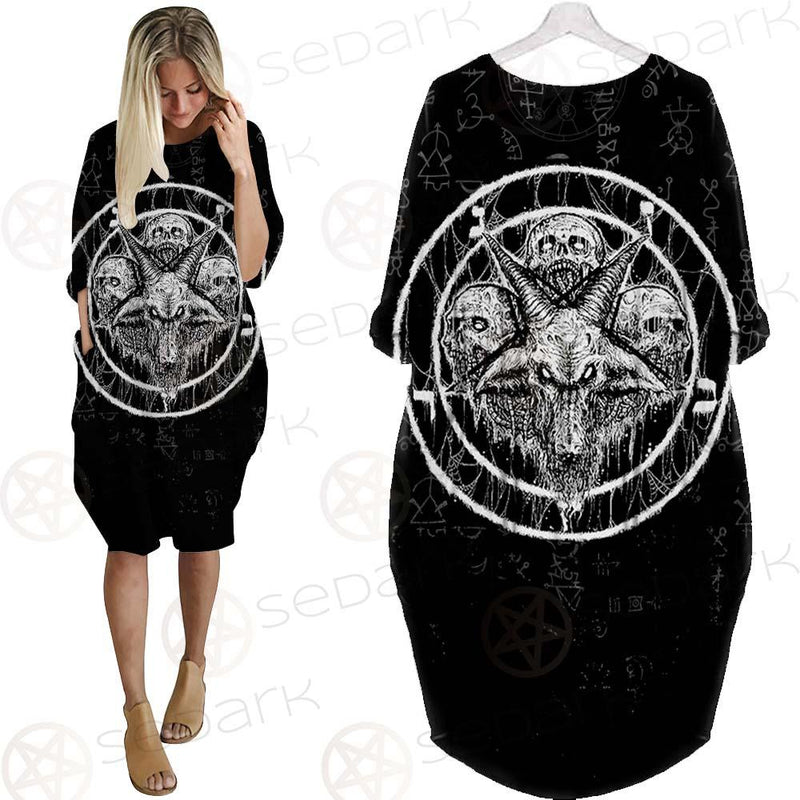 Skull Sigil Of Baphomet SED-0537 Batwing Pocket Dress